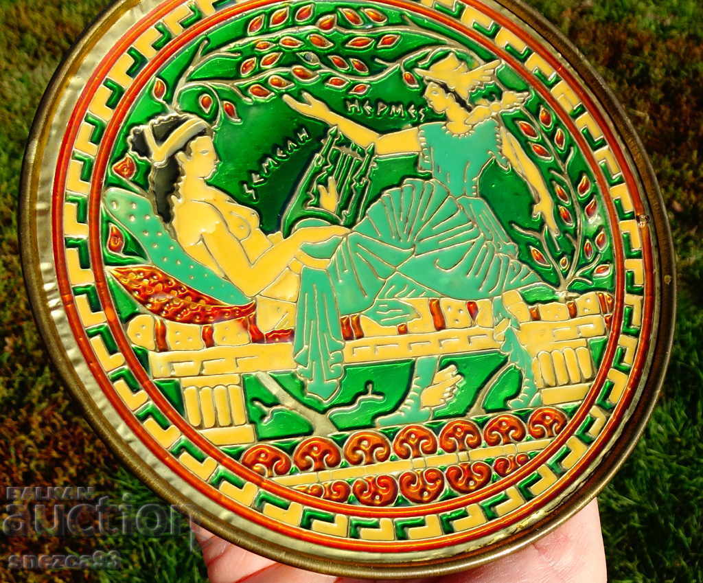Bronze plate, panel with enamel cloisonne.