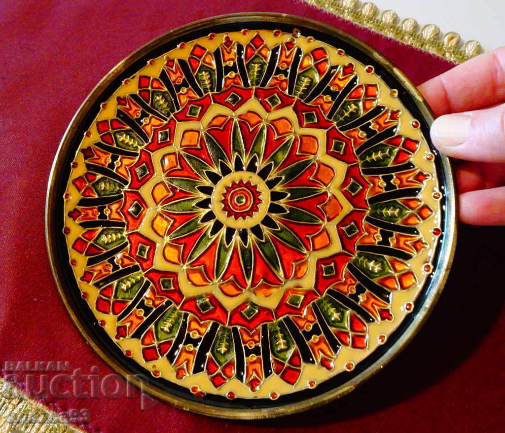 Παράδοση Χάλκινο πιάτο, πάνελ 17 εκ., κυψελωτό σμάλτο Cloisonné Παράδοση Χάλκινο πιάτο, πάνελ 17 εκ., κυψελωτό σμάλτο Cloisonné