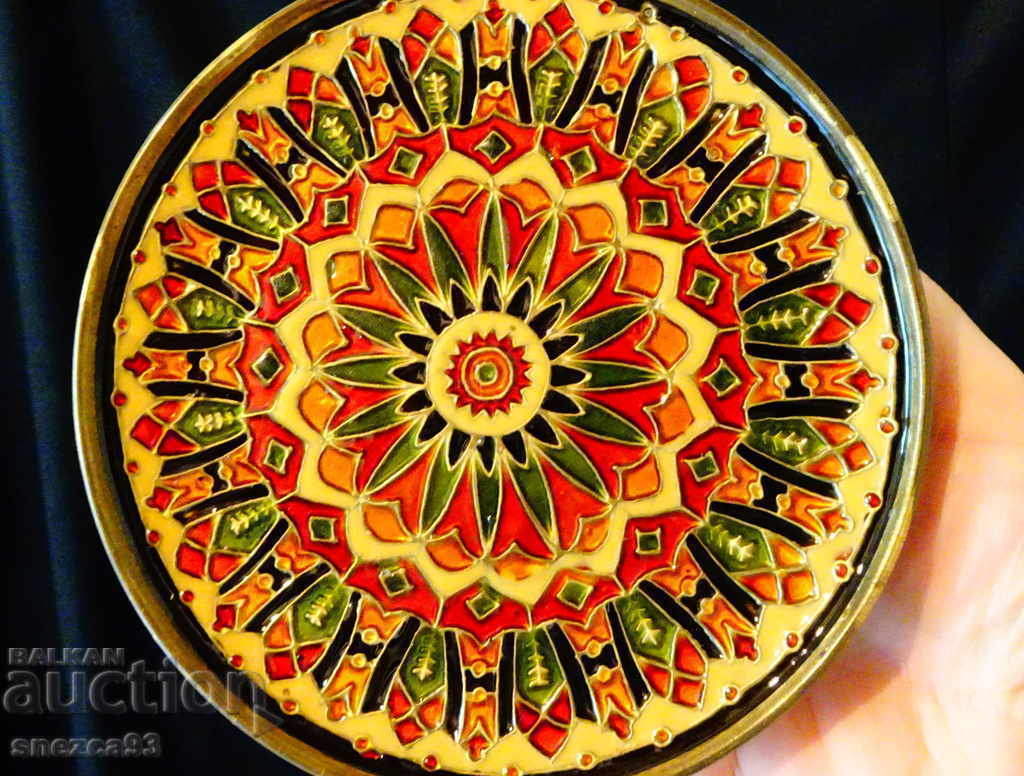 Χάλκινο πιάτο, πάνελ 17 εκ., κυψελωτό σμάλτο Cloisonné - 5 Χάλκινο πιάτο, πάνελ 17 εκ., κυψελωτό σμάλτο Cloisonné - 5