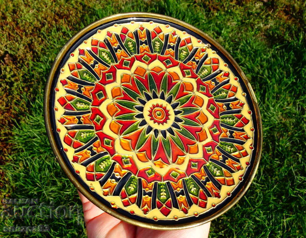 Χάλκινο πιάτο, πάνελ 17 εκ., κυψελωτό σμάλτο Cloisonné - 6 Χάλκινο πιάτο, πάνελ 17 εκ., κυψελωτό σμάλτο Cloisonné - 6