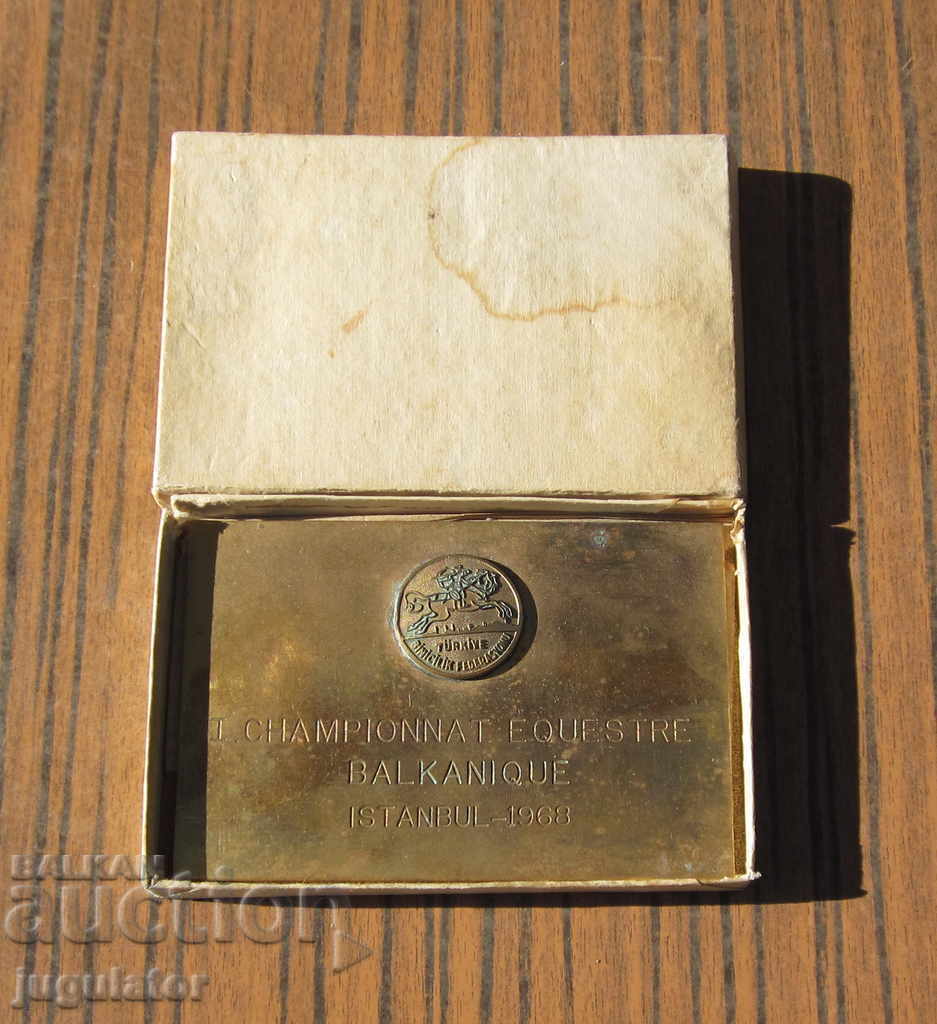 old medal plaque with box equestrian 1968 with price 15.00 BGN | € 7.67