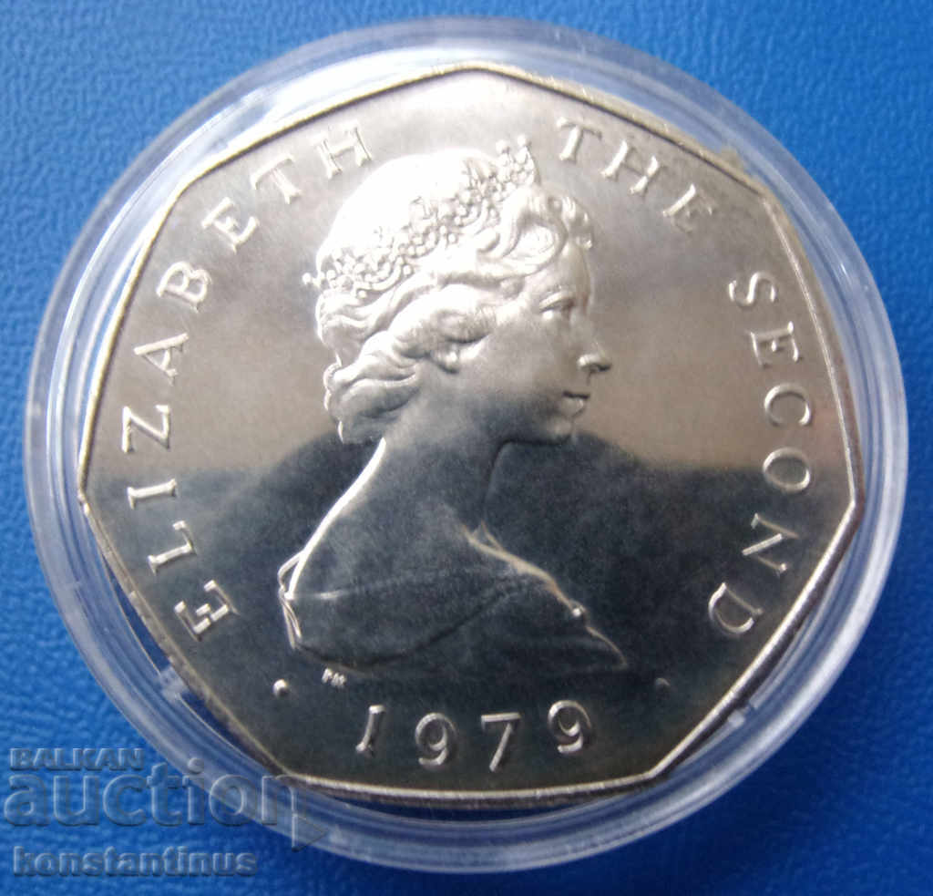 Licitație o.Man 50 Pence 1979 UNC Foarte rar