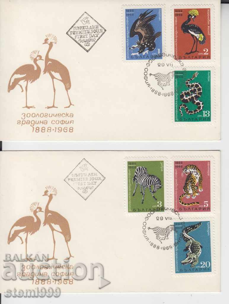 First day Envelope FDC ZOO Animals Lot 2 Sq.