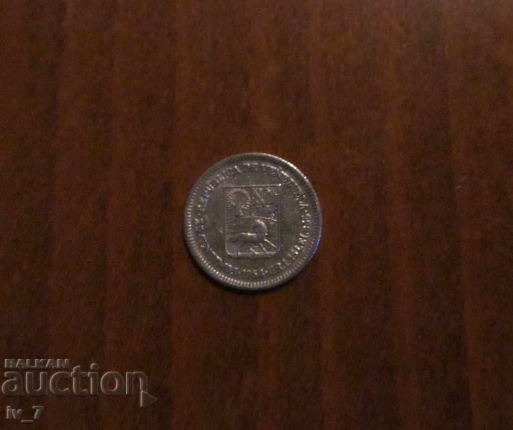 25 CENTIMOS 1954, VENEZUELA rare, silver