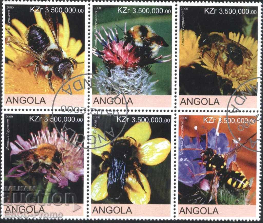 Клеймовани марки Фауна Пчели 2000 от Ангола