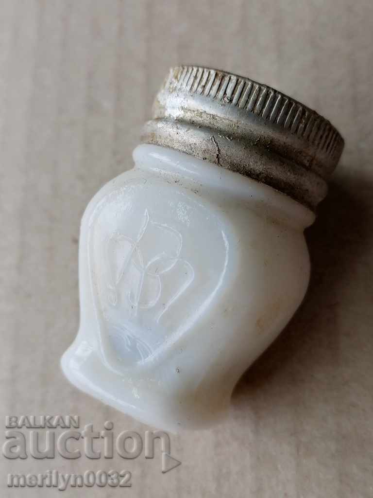 White glass bottle for ointment beginning of the 20th century Kingdom of Bulgaria