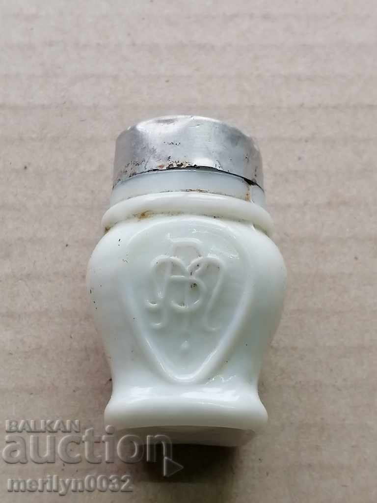 White glass bottle with ointment from the beginning of the 20th century Kingdom of Bulgaria