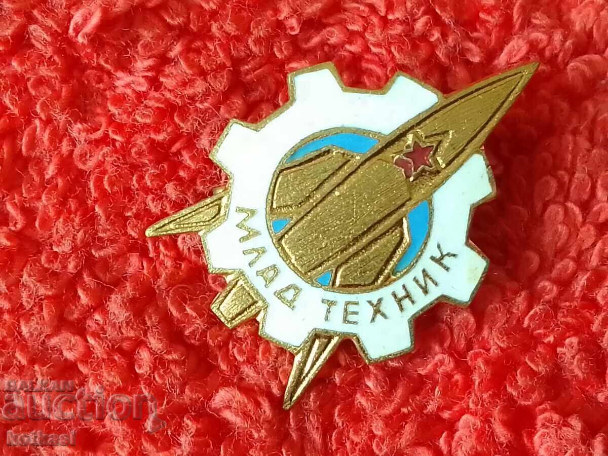 Auction  Old Soviet badge Young Technician bronze enamel
