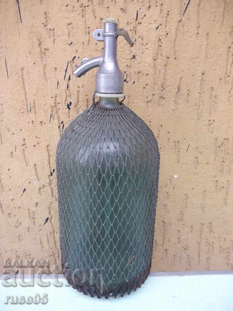 Sticlă veche cu panglică metalică pentru apă carbogazoasă / sifon / - 2