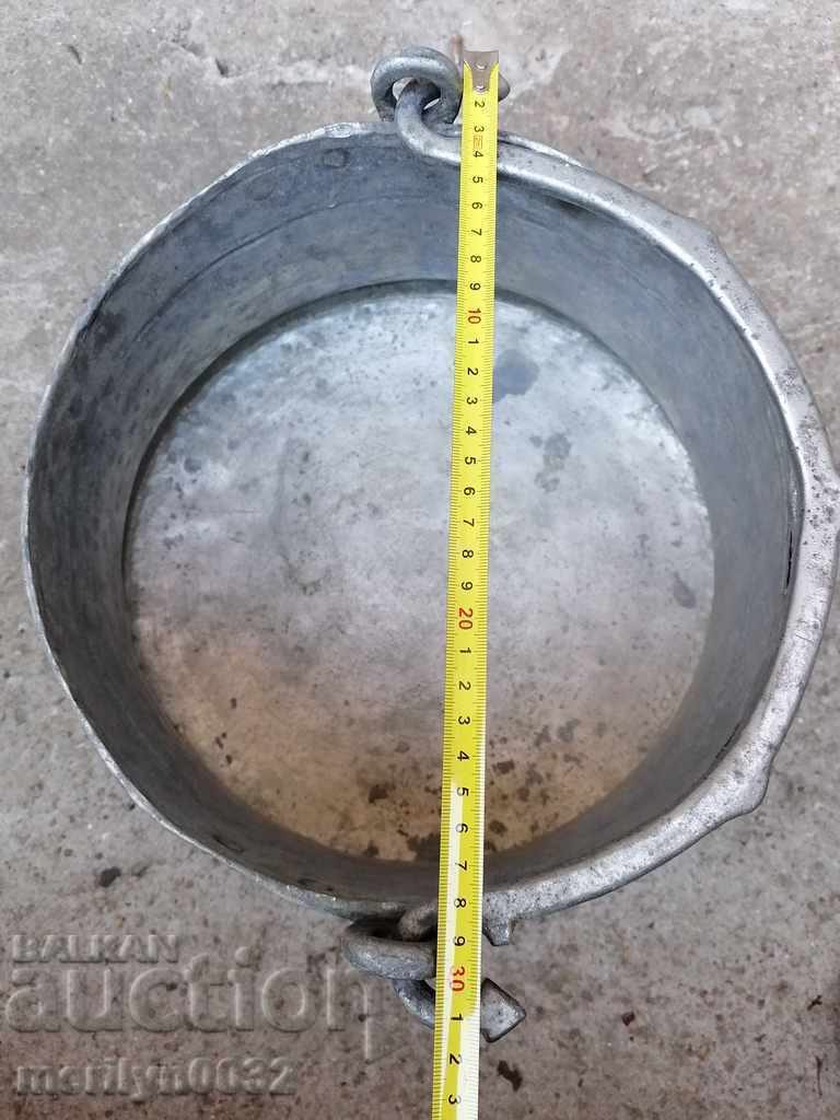 Old cauldron copper pot copper tinned coin - 6 Old cauldron copper pot copper tinned coin - 6