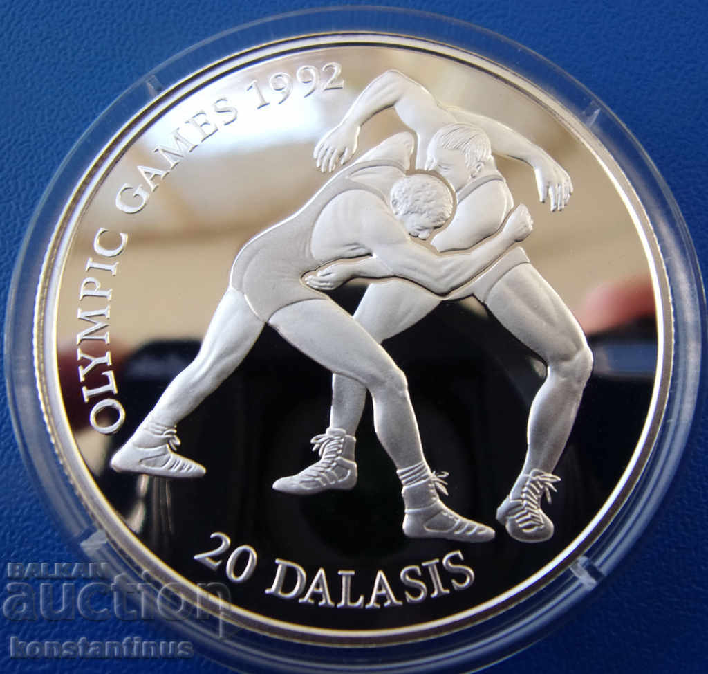 Gambia 20 Dallas 1993 UNC PROOF Rare