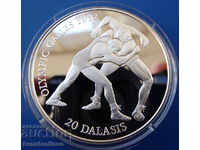 Gambia 20 Dallas 1993 UNC PROOF Rare