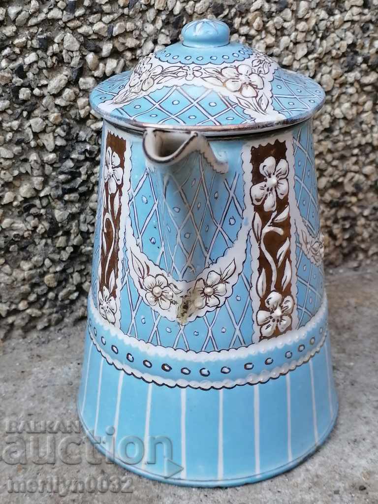 Enamelled teapot jug with amazing enamel late 19th century with price 270.00 BGN | € 138.05 Enamelled teapot jug with amazing enamel late 19th century with price 270.00 BGN | € 138.05