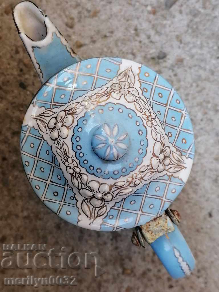 Enamelled teapot jug with amazing enamel late 19th century - 5 Enamelled teapot jug with amazing enamel late 19th century - 5