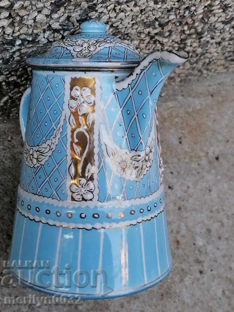 Enamelled teapot jug with amazing enamel late 19th century - 6 Enamelled teapot jug with amazing enamel late 19th century - 6