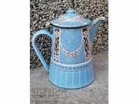 Enamelled teapot jug with amazing enamel late 19th century