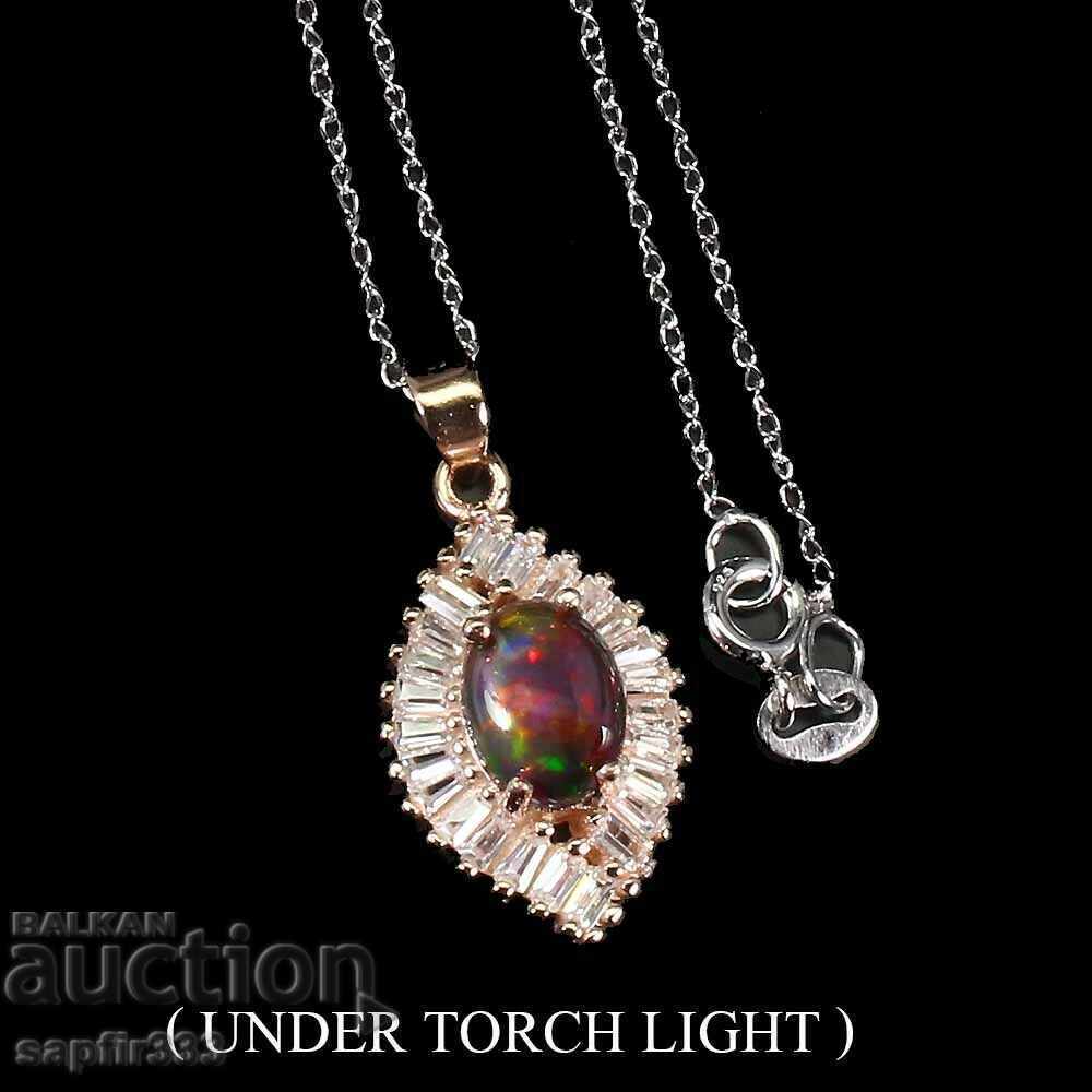 EXCELLENT NECKLACE WITH NATURAL ETHIOPIAN BLACK OPAL
