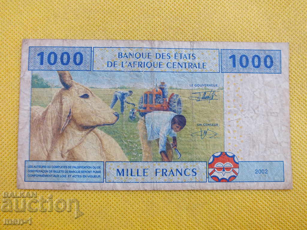 Central Africa - 1000 francs 2002 with price 20.00 BGN | € 10.23 Central Africa - 1000 francs 2002 with price 20.00 BGN | € 10.23