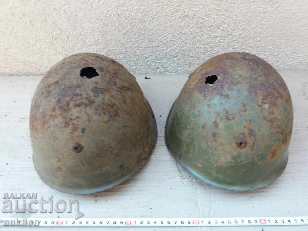 LOT OF TWO MILITARY HELMETS - BA - 5 LOT OF TWO MILITARY HELMETS - BA - 5