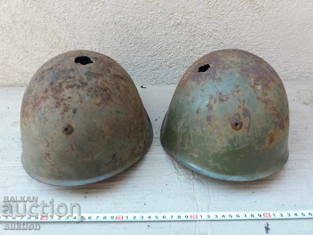 LOT OF TWO MILITARY HELMETS - BA - 6 LOT OF TWO MILITARY HELMETS - BA - 6