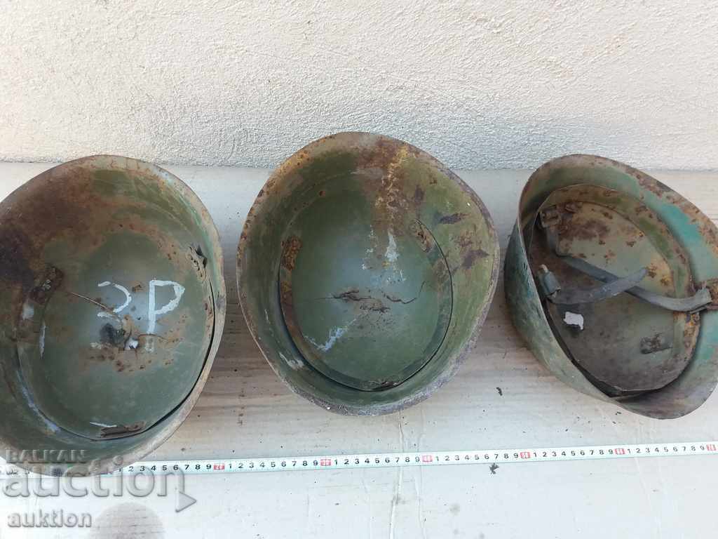 LOT OF THREE HELMETS - MILITARY - BA - 7 LOT OF THREE HELMETS - MILITARY - BA - 7
