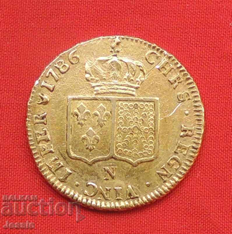 Double louis d'or 1786 N Louis XVI Montpellier XF gold