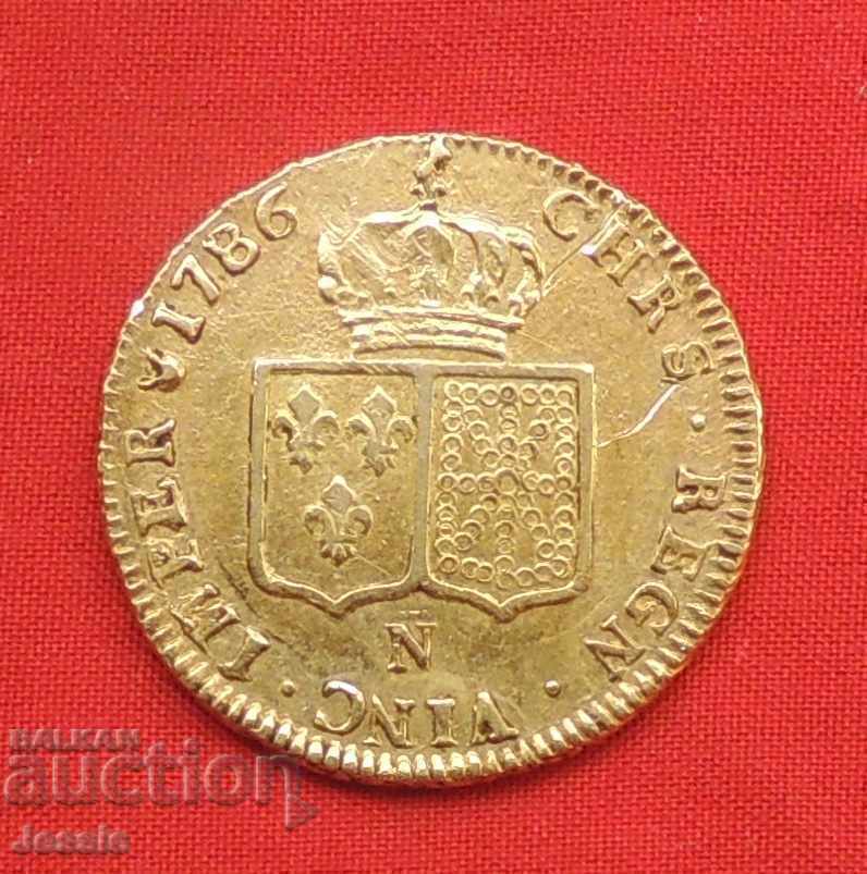 Double louis d 'or 1786 N  Louis XVI Montpellier XF  злато