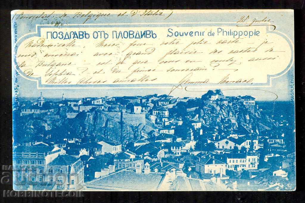 TRAVEL CARD 10 st BIG LION PLOVDIV BELGIUM before 1899