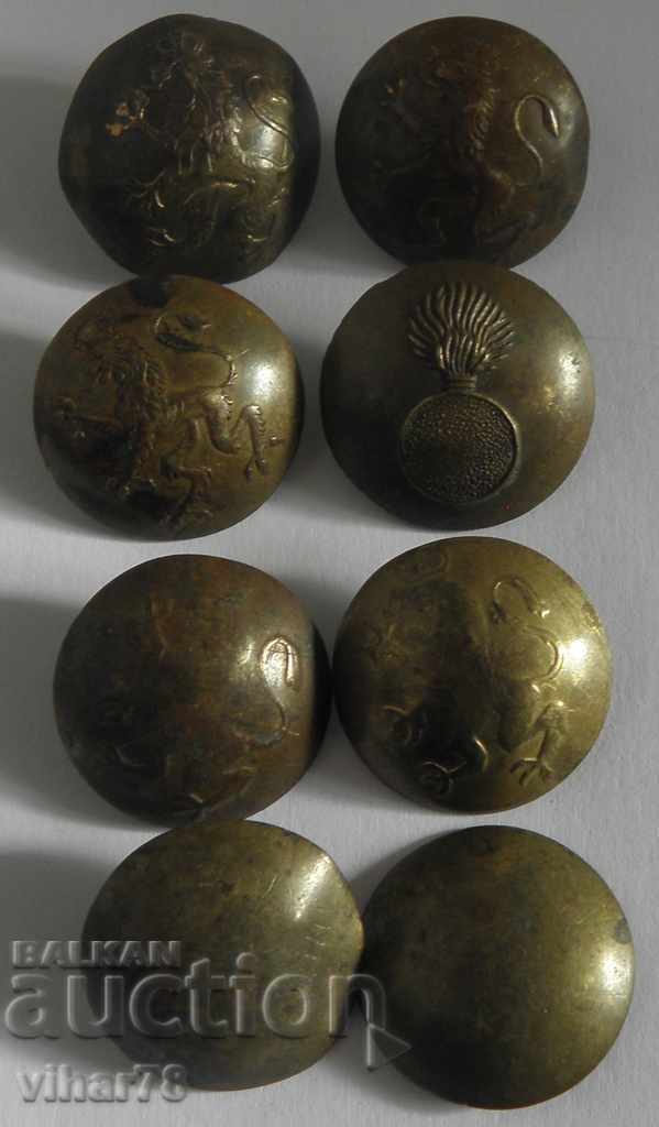 Auction Lot of Eight Military Buttons Auction Lot of Eight Military Buttons