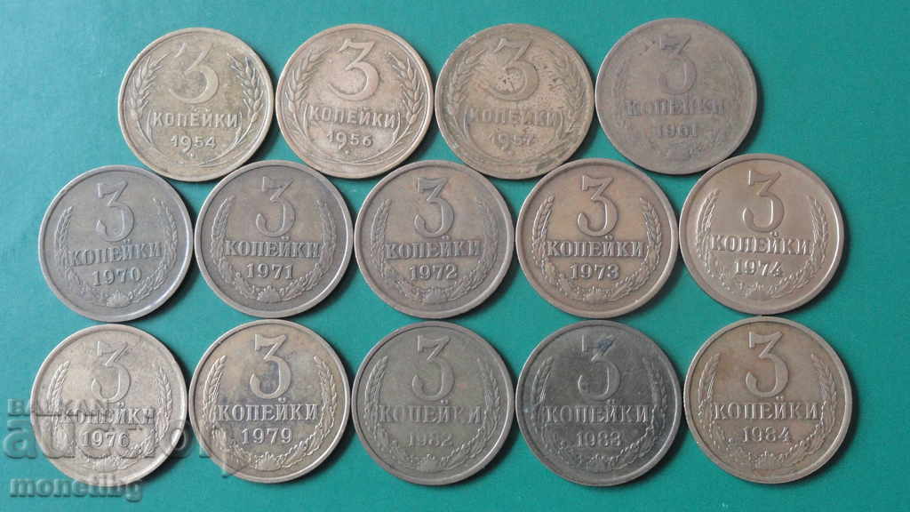 Auction Russia (USSR) - 3 kopecks (14 pieces) Auction Russia (USSR) - 3 kopecks (14 pieces)