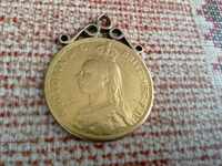 Златна монета Британски суверен Виктория 1887 2 pounds 16gr.