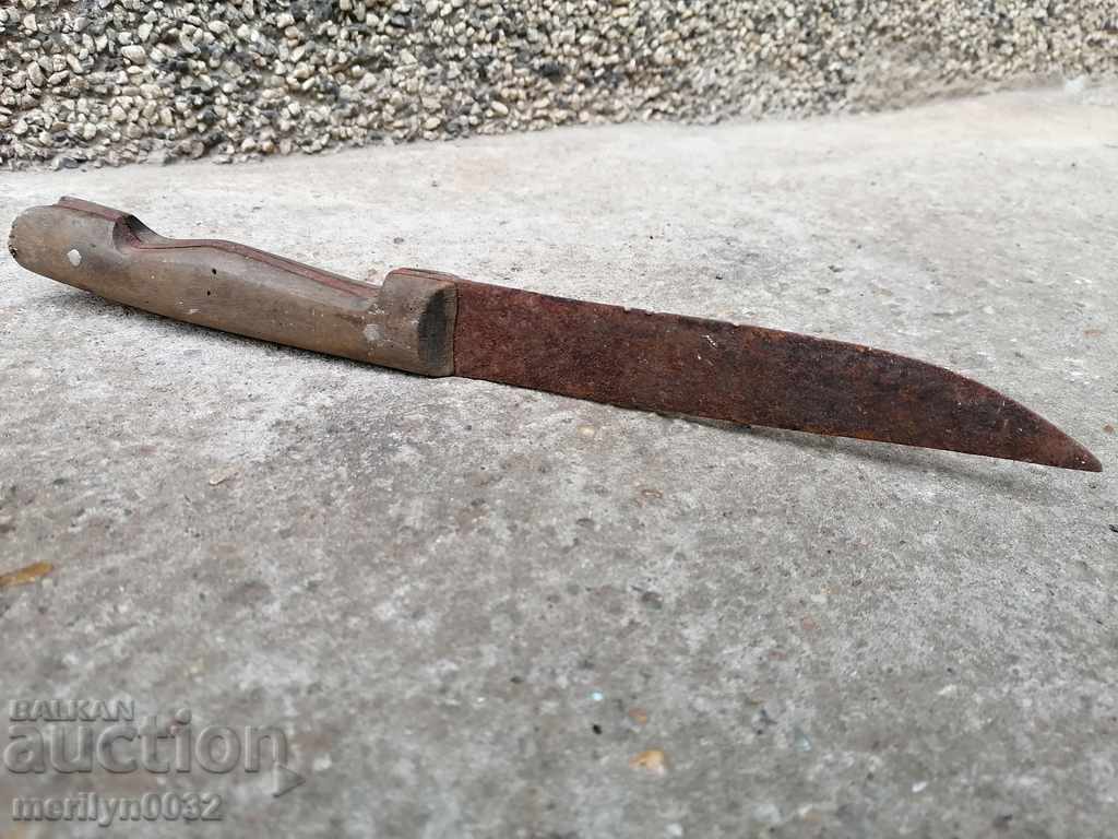 Auction Old butcher knife forged blade Auction Old butcher knife forged blade