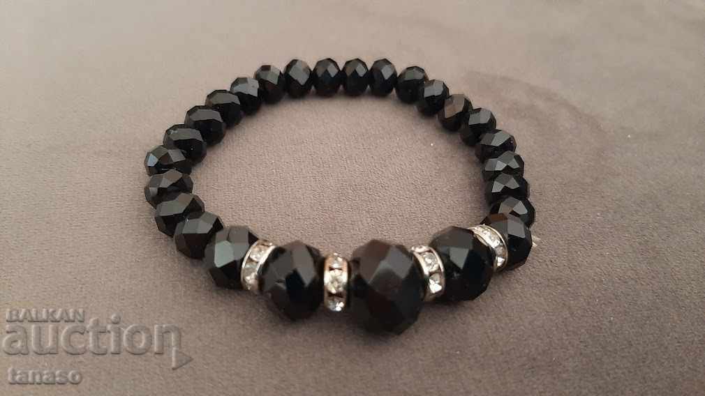 Elastic bracelet with black quartz beads with price 10.00 BGN | € 5.11 Elastic bracelet with black quartz beads with price 10.00 BGN | € 5.11