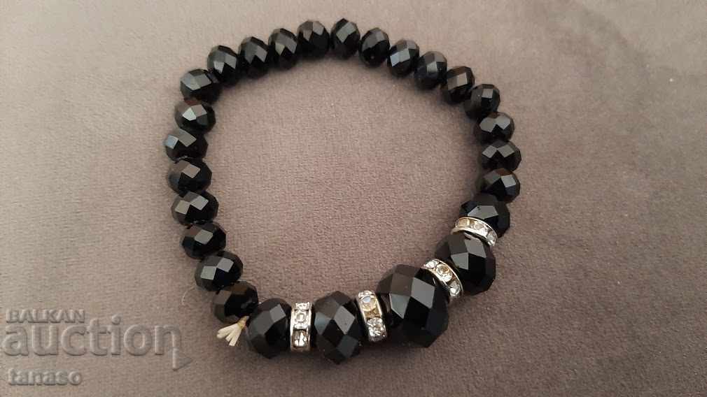 Auction Elastic bracelet with black quartz beads Auction Elastic bracelet with black quartz beads
