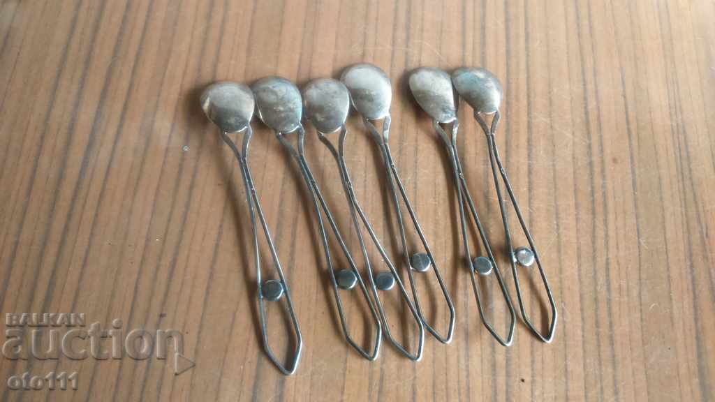 OLD SILVER PLATED SPOONS - 6 pieces - 5