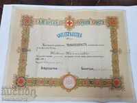 Рядък български царски документ за знак Червен Кръст 1914