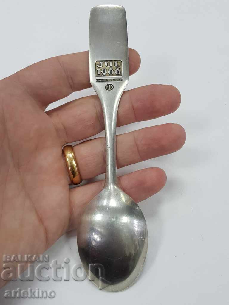 Рядка сребърна Датска лъжица с емайл - 5