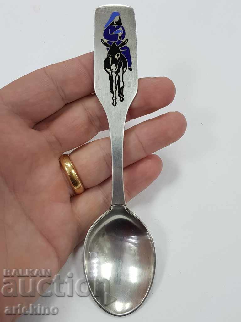 A rare silver Danish spoon with enamel