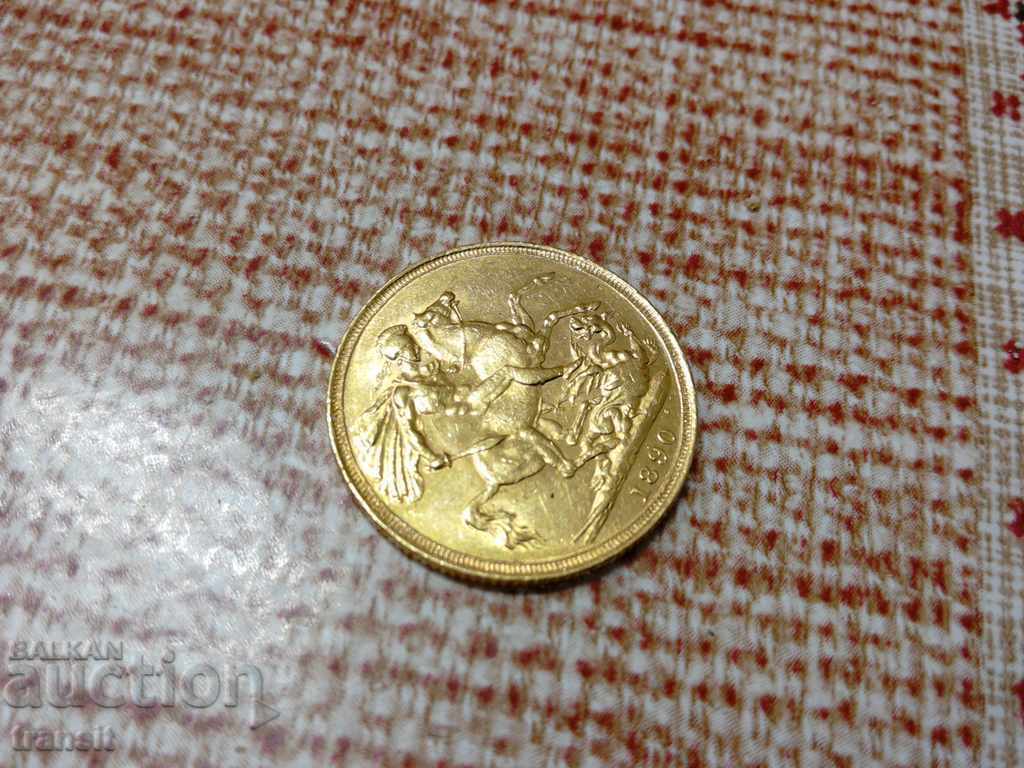 Auction British Sovereign Victoria 1890 Gold Coin Auction British Sovereign Victoria 1890 Gold Coin