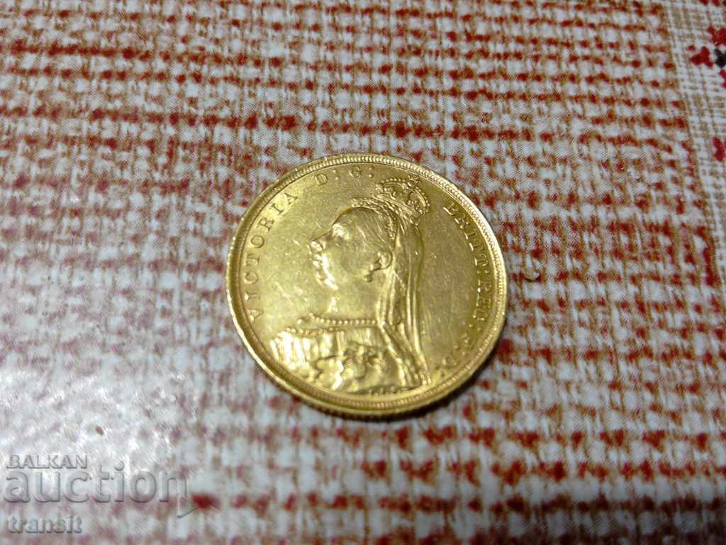 Златна монета  Британски суверен Виктория 1890