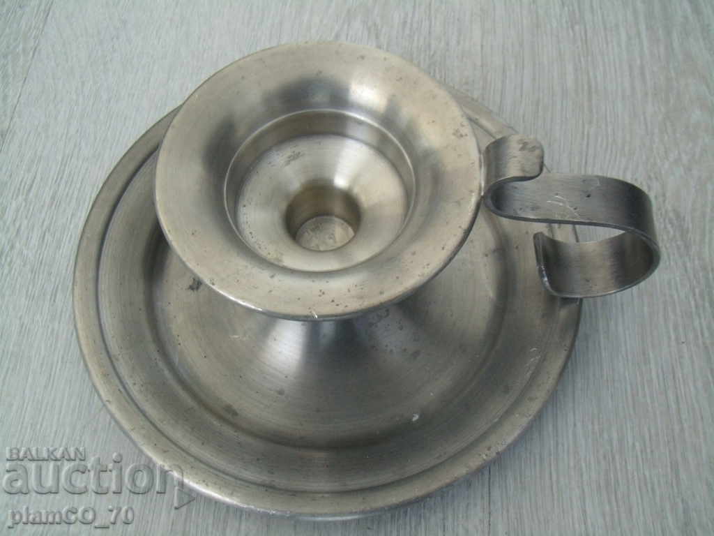 № * 4754 old metal candlestick - inscription / seal / marking with price 12.00 BGN | € 6.14 № * 4754 old metal candlestick - inscription / seal / marking with price 12.00 BGN | € 6.14