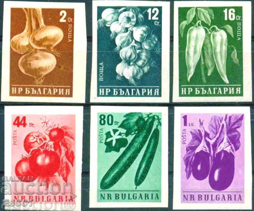 Чисти марки неперфорирани Флора Зеленчуци 1958 от България