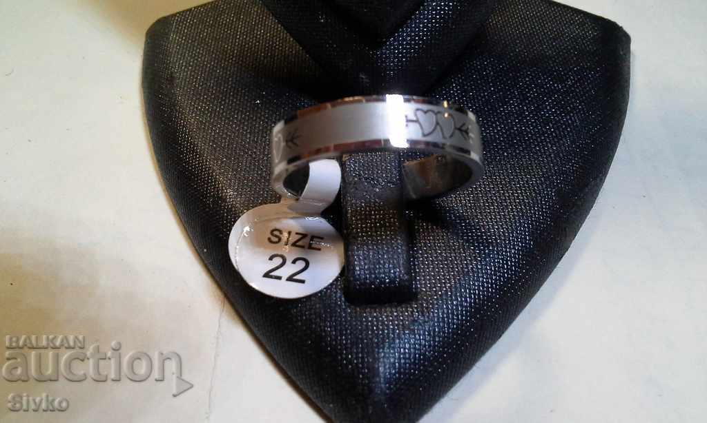 Inel nou inel medical din oțel numărul 22 inimi Cupidon