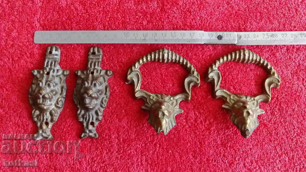 Old metal bronze handles ornaments furniture lion