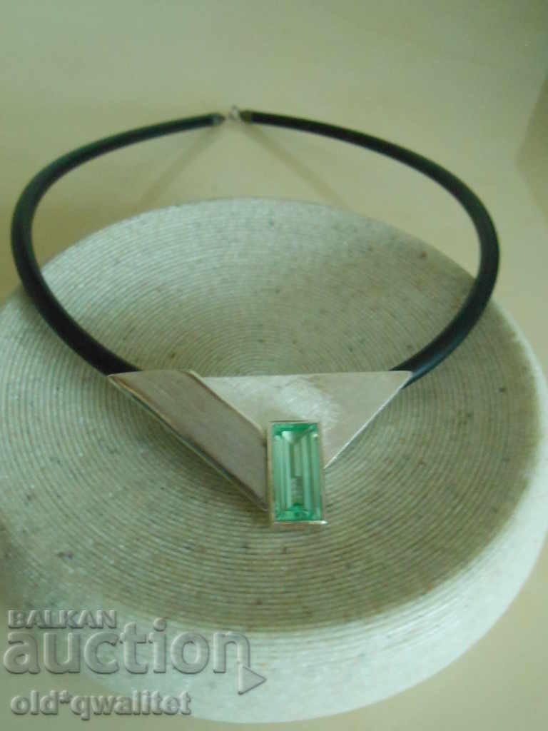 Designer Necklace, 925 silver and large Aquamarine - 5 Designer Necklace, 925 silver and large Aquamarine - 5