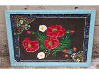 OLD HAND-PAINTED CARPET CANVAS PICTURE FRAME