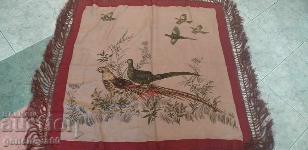 Cashmere 110cm scarf, headscarf with a hunting motif - 7