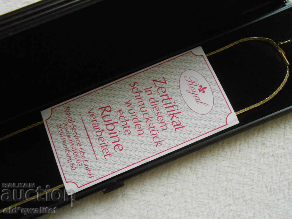 Designer Necklace Silver 925 with gilding and Ruby Certificate with price 250.00 BGN | € 127.82 Designer Necklace Silver 925 with gilding and Ruby Certificate with price 250.00 BGN | € 127.82