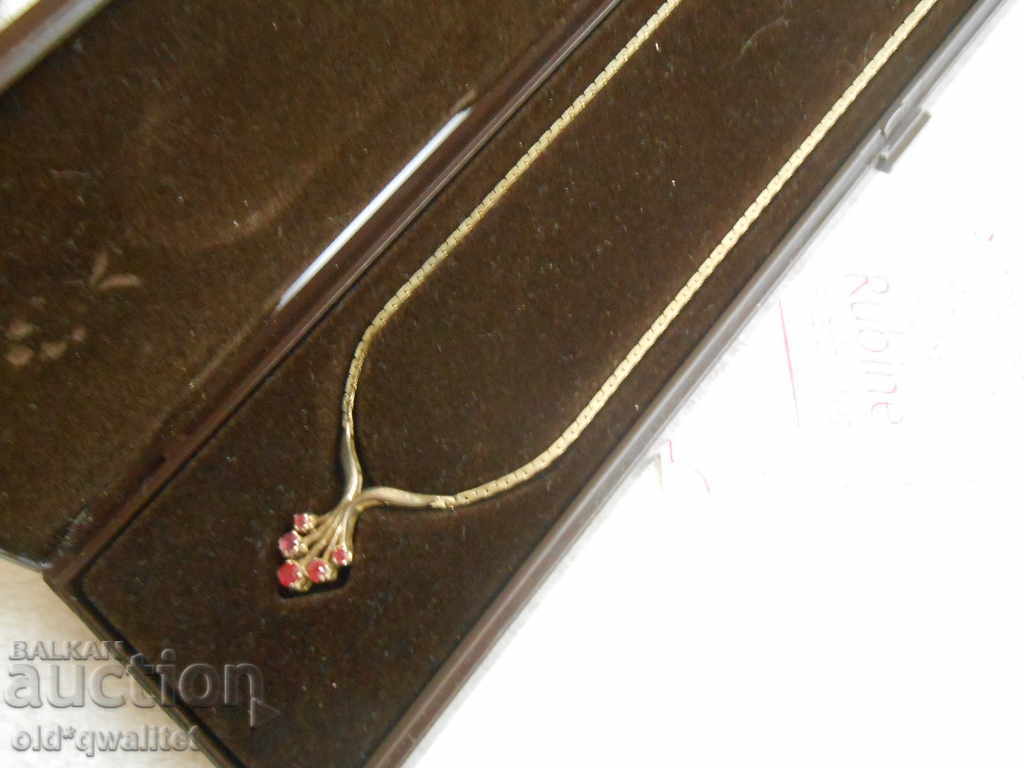 Designer Necklace Silver 925 with gilding and Ruby Certificate - 5 Designer Necklace Silver 925 with gilding and Ruby Certificate - 5