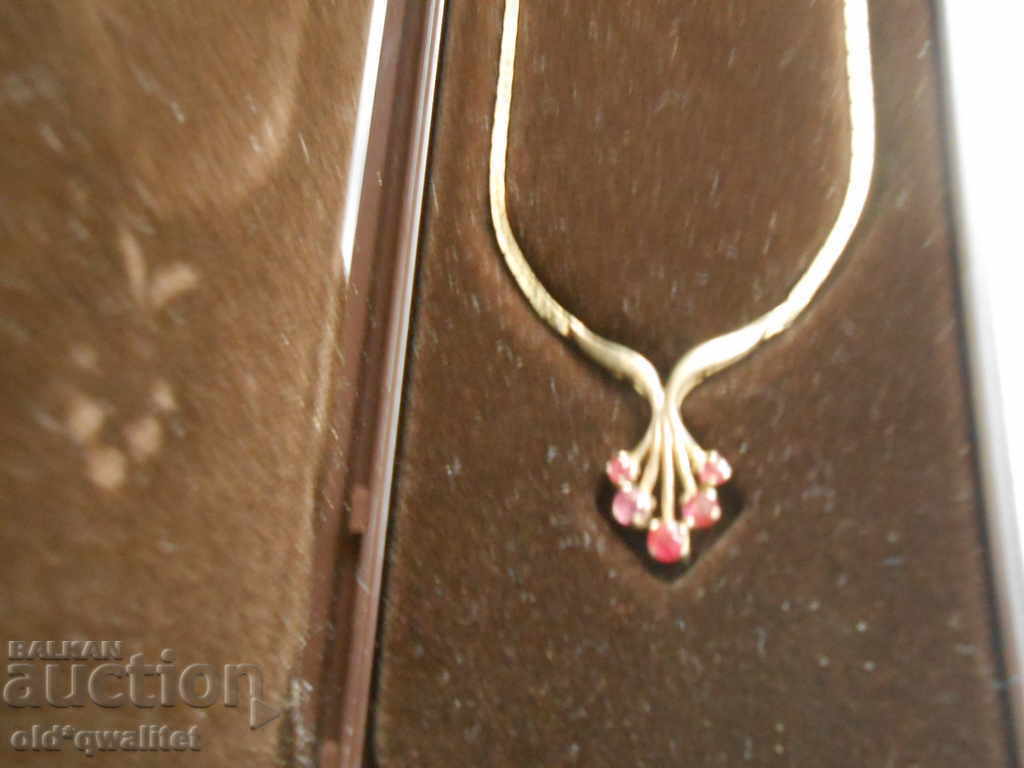 Designer Necklace Silver 925 with gilding and Ruby Certificate - 6 Designer Necklace Silver 925 with gilding and Ruby Certificate - 6